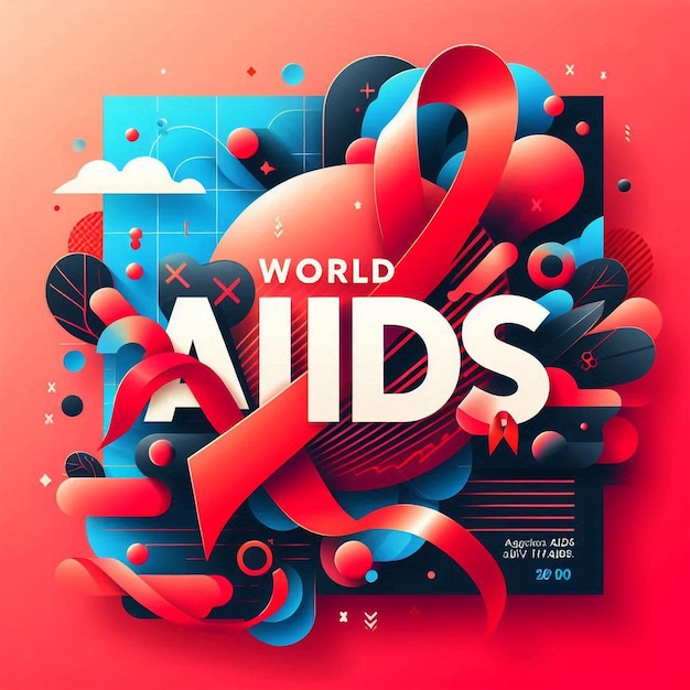 Photo vibrant modern poster for world aids day engaging design with red ribbons dynamic elements december 1st