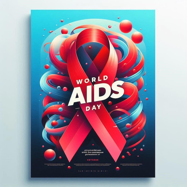 Vibrant Modern Poster for World AIDS Day Engaging Design with Red Ribbons Dynamic Elements December 1st