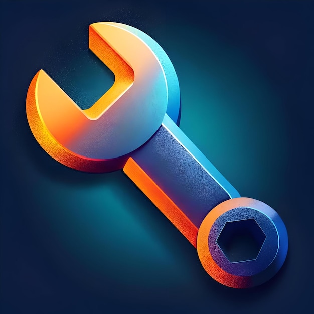 A vibrant and modern wrench icon with a blue and orange gradient perfect for showcasing repair maintenance or technical support