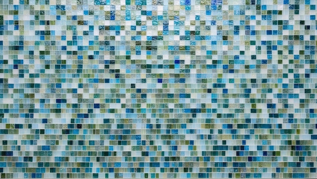 Photo a vibrant mosaic of blue and green tiles adorns a wall in a contemporary setting