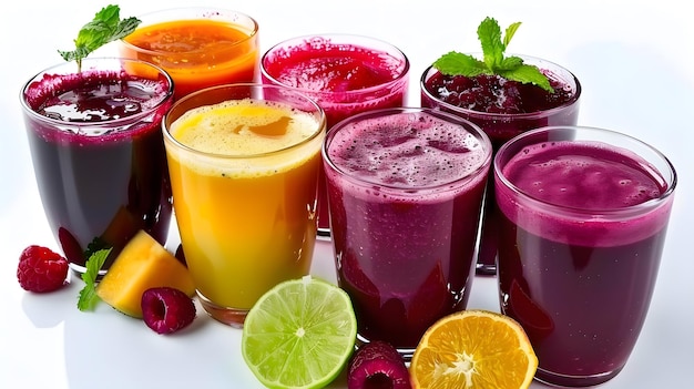 Vibrant MultiColored Beet Smoothies on White Background