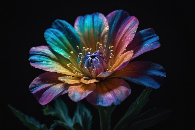 Vibrant Multicolored Flower with Dewdrops