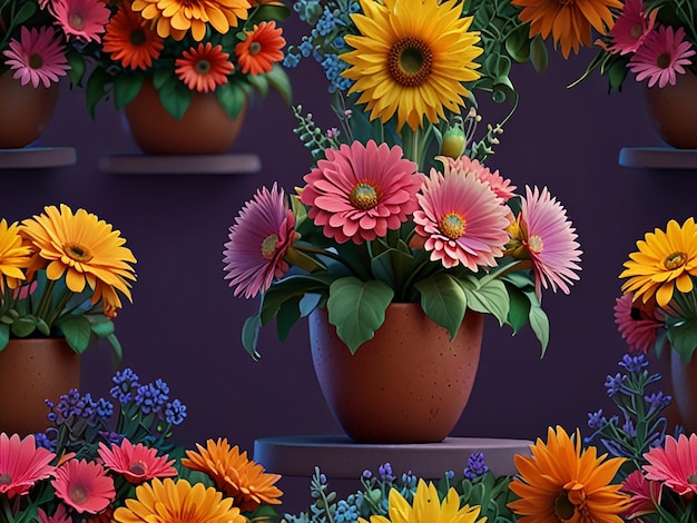 vibrant of a multiflower pot arrangement