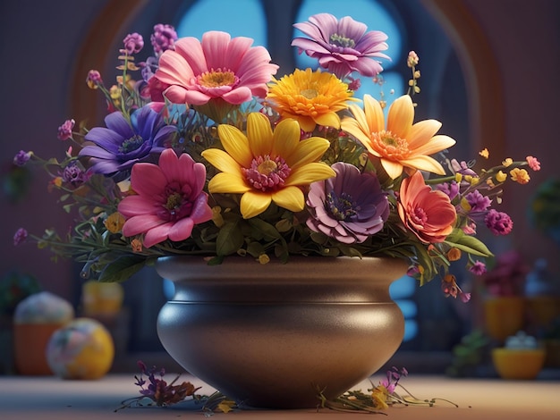 vibrant of a multiflower pot arrangement