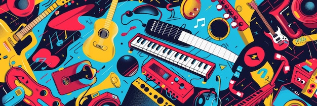 Vibrant Music Instruments Banner