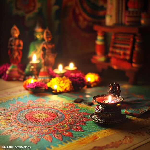 Photo vibrant navratri exploring traditional decorations and sacred symbols