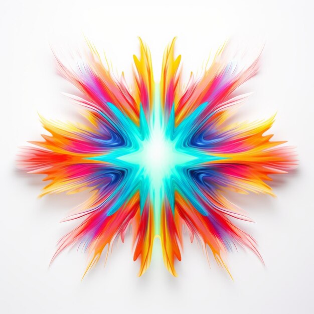 Vibrant Neon Abstract Flower Illustration In 3d Space