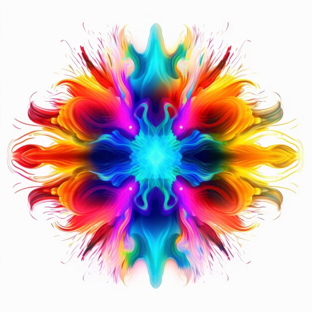 Vibrant Neon Colored Floral Shape Abstract Symmetrical Design