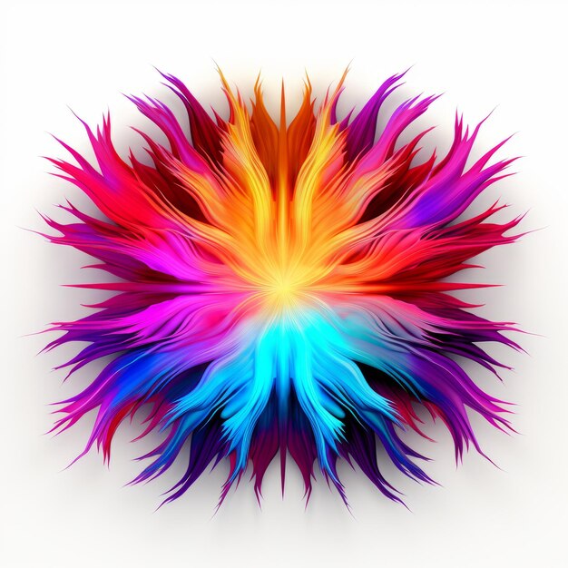 Vibrant Neon Flower Pattern On White Background