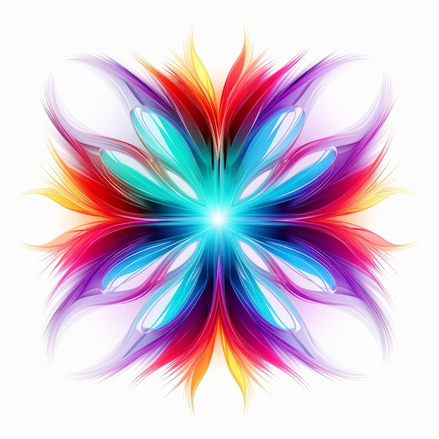 Vibrant Neon Fractal Flower Chromatic Experimentation In Symmetrical Balance