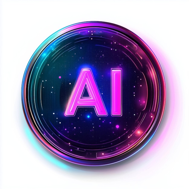 Photo vibrant neon glow ai symbol representing technology