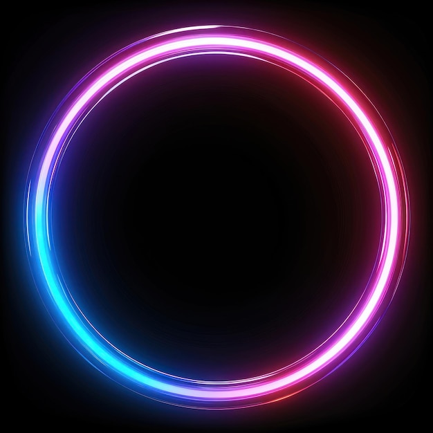 Vibrant neon glowing circular frame