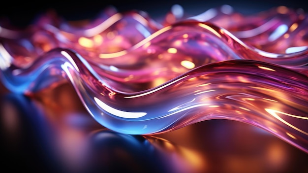 Vibrant Neon Holographic Twisted Wave in Motion