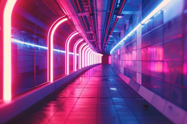 Vibrant neon light tunnel shot with detailed Sony A7R IV