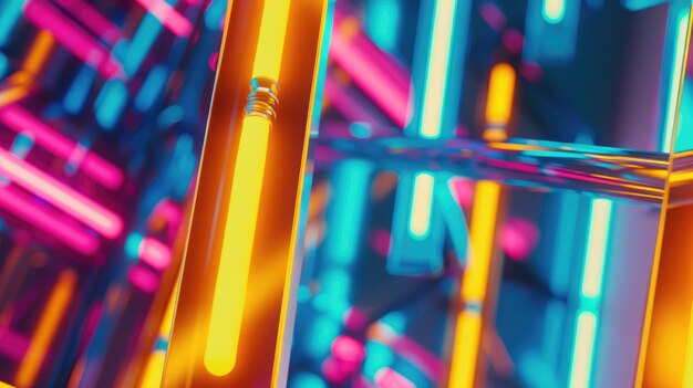 Photo vibrant neon lights in a futuristic setting a dynamic and colorful depiction of neon lights t