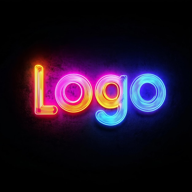 Photo vibrant neon logo design with glowing effects