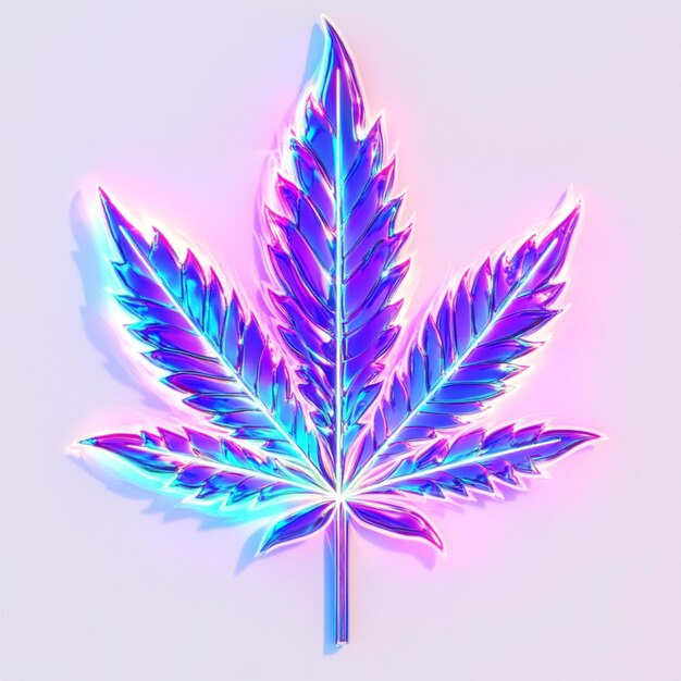 Photo a vibrant neon marijuana leaf