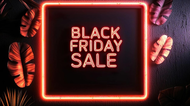 Photo vibrant neon sign showcasing a black friday sale perfect for promotions and advertising in retail and ecommerce