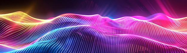 Photo vibrant neon spectrum of glowing lines and rays in futuristic abstract digital art background