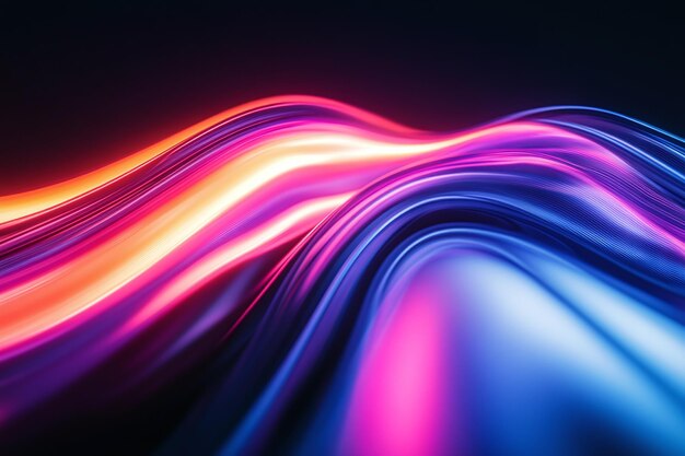 Photo vibrant neon waves and dynamic flowing lines in a colorful abstract gradient design with bright