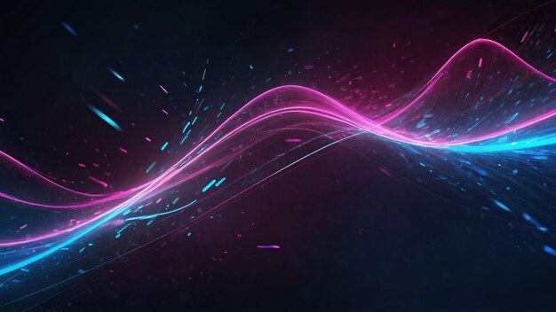 Vibrant neon waves flowing in a dynamic abstract design