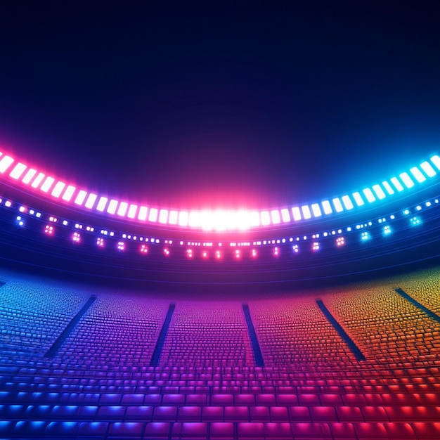 Vibrant Night Lights at Stadium Abstract Illumination with Rows of Seats