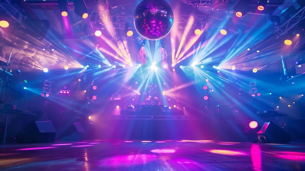 Vibrant Nightclub Party Atmosphere with Disco Ball