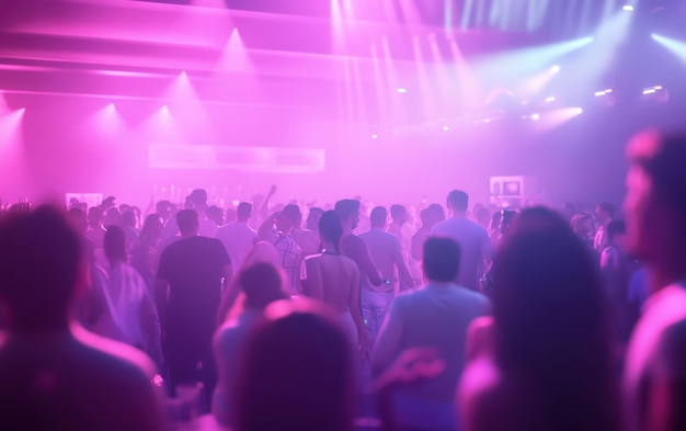 Vibrant nightclub scene with dancing crowds