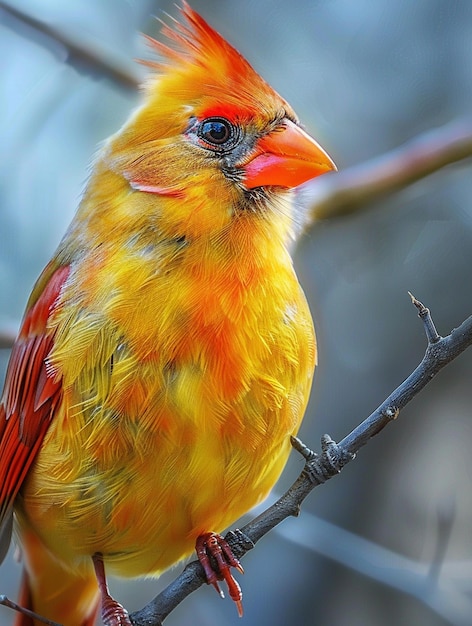 Vibrant Northern Cardinal Perched on Branch Wildlife Photography Nature Inspiration