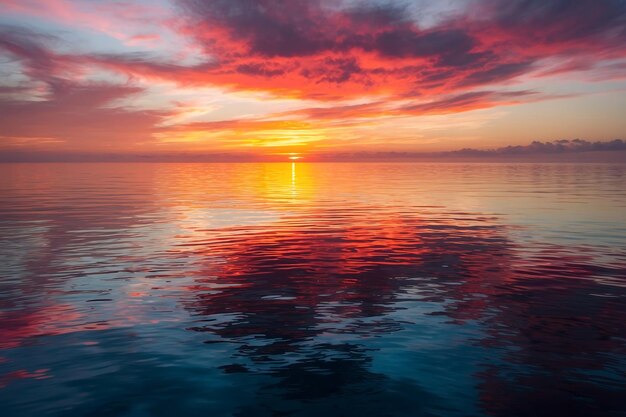 Vibrant Ocean Sunset Over Calm Waters