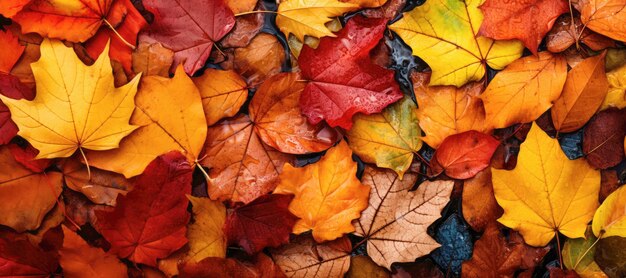 Vibrant October foliage a stunning display of bright and golden maple leaves in the autumn forest