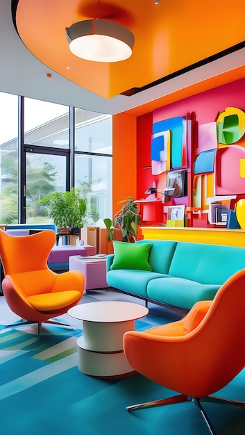 Vibrant Office with Colorful Design