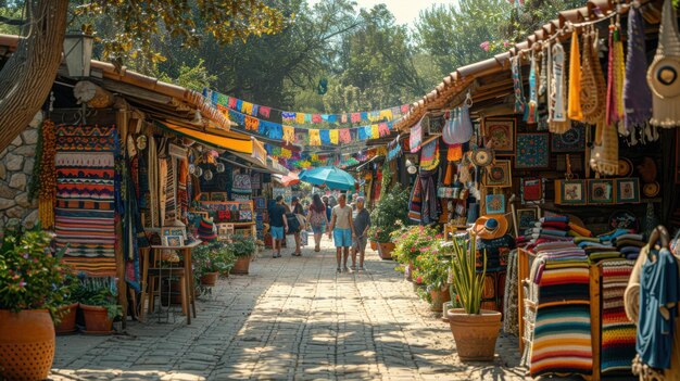 Vibrant OpenAir Market Gathering A Sony A6000 Perspective on Handmade Crafts Shopping and Cultural Exchange