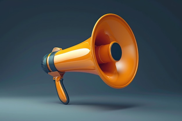 A vibrant orange and black megaphone against a neutral gray backdrop Perfect for advertising or communication concepts