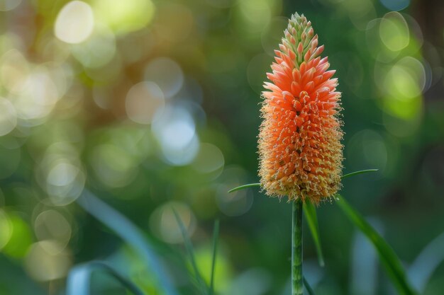 Vibrant orange flower blooming in a lush garden during sunny afternoon light