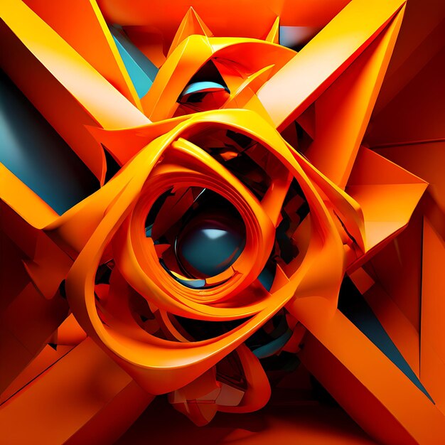 Photo vibrant orange geometric design generative ai