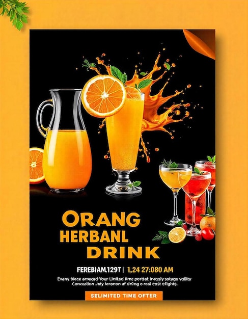 Photo vibrant orange herbal drink promo energize your day