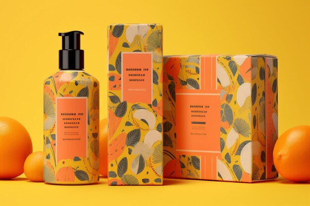 Vibrant Orange and Lemon Cosmetic Packaging Mockup