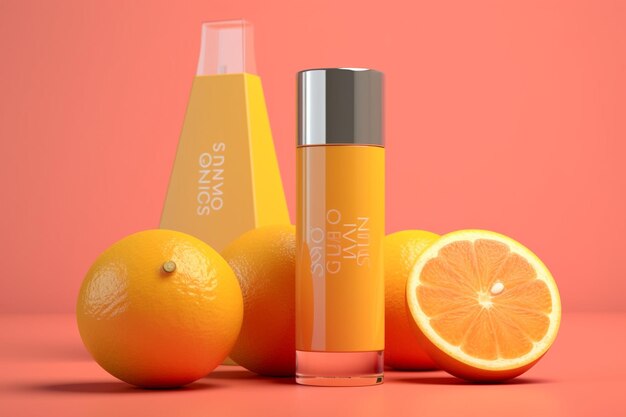 Vibrant Orange and Lemon Cosmetic Packaging Mockup