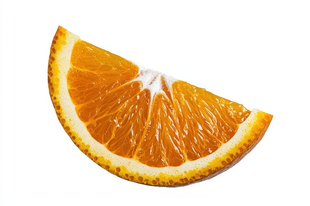 Photo vibrant orange slice isolated on white background showcasing its juicy texture and bright color for