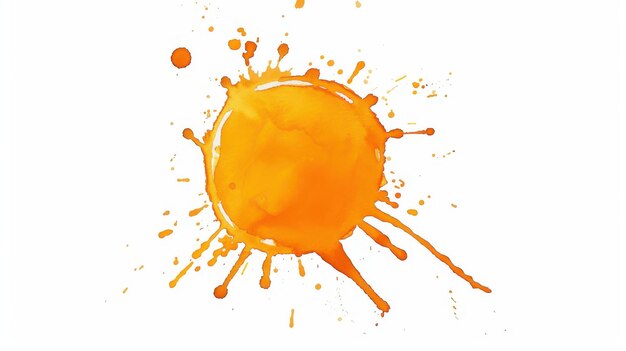 Photo vibrant orange watercolor splashes burst against a crisp white backdrop creating a lively