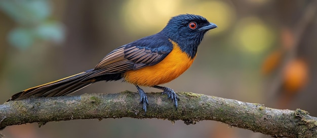 Photo a vibrant orangebreasted bird perched on a branch