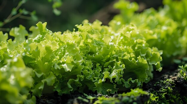 Vibrant Organic Lettuce Shoots Showcasing Natural Beauty in Photography