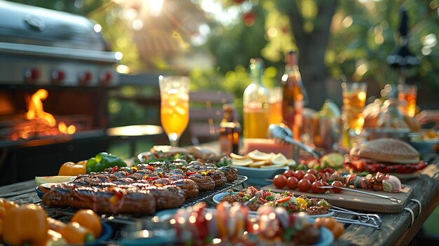 Photo vibrant outdoor bbq parties ideal for summer cookout events