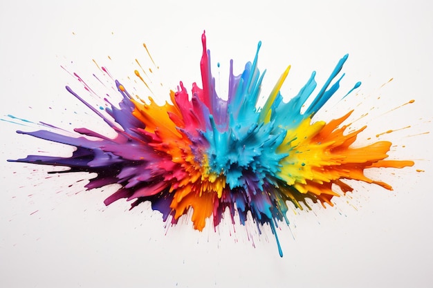 Vibrant paint explosion on a light background creating an abstract horizontal line