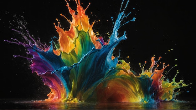 Vibrant paint splash explosion on dark background abstract art and dynamic motion concept