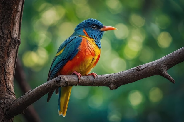 Vibrant Painted Bunting on a Branch