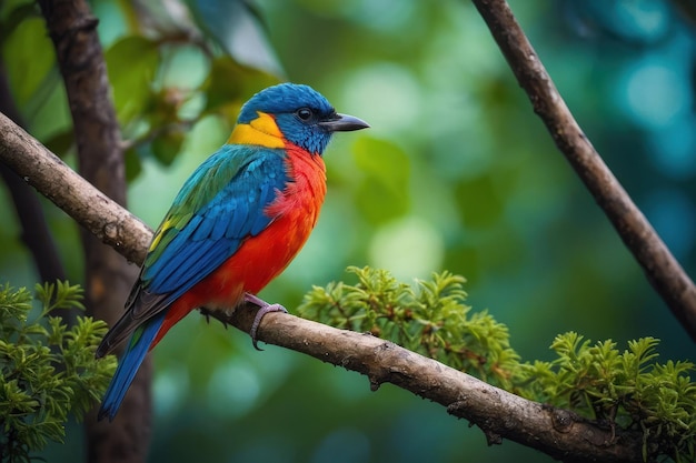 Vibrant Painted Bunting on a Branch