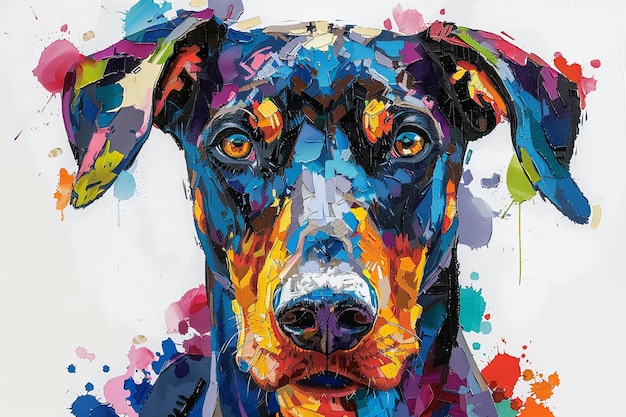 Vibrant painting of a dog a carnivorous working animal on a white background