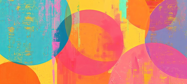 Vibrant painting with magenta circles on a yellow canvas